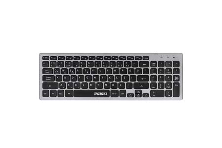 Everest KB-BT88 Siyah/Gri Bluetooth Ultra İnce Q Mac/Win/Android/Ios Uyumlu Kablosuz klavye