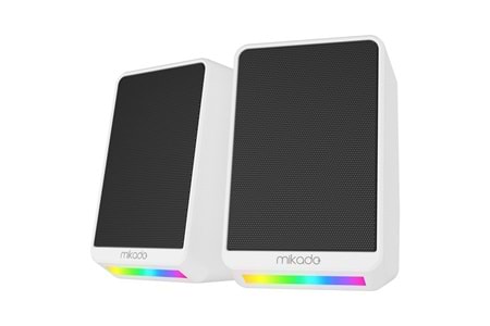 MIKADO MD-178 2.0 3W*2 Beyaz RGB Aydınlatmalı USB + 3.5mm USB 5V Speaker Hoparlör