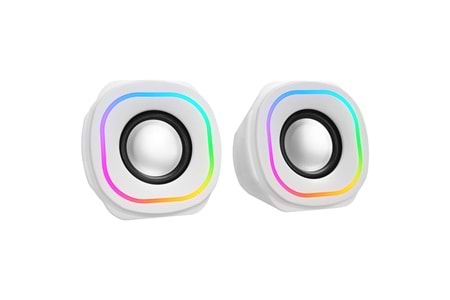 MIKADO MD-180 2.0 3W*2 Beyaz RGB Aydınlatmalı USB + 3.5mm USB 5V Speaker Hoparlör