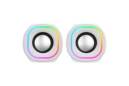 MIKADO MD-180 2.0 3W*2 Beyaz RGB Aydınlatmalı USB + 3.5mm USB 5V Speaker Hoparlör