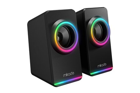 MIKADO MD-182 2.0 3W*2 Siyah RGB Aydınlatmalı USB + 3.5mm USB 5V Speaker Hoparlör
