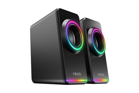 MIKADO MD-182 2.0 3W*2 Siyah RGB Aydınlatmalı USB + 3.5mm USB 5V Speaker Hoparlör
