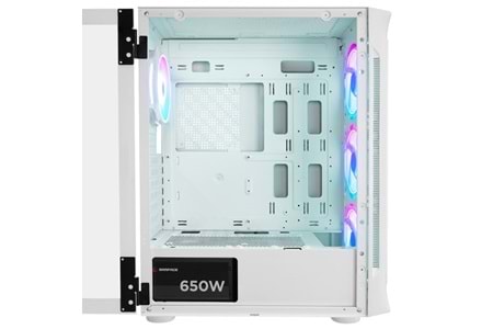 RAMPAGE 650W 80+ PROLIX MESH 4-RGB FANLI GAMING MID-TOWER PC KASASI BEYAZ