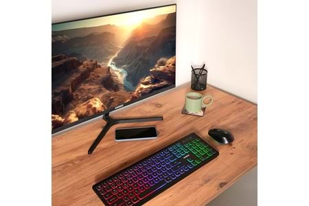 Everest KM-319BT Siyah 2.4G+BT1+BT2 Çoklu Cihaz Bağlantılı Q Set Kablosuz Klavye + Mouse