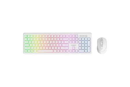 Everest KM-319BT Beyaz 2.4G+BT1+BT2 Çoklu Cihaz Bağlantılı Q Set Kablosuz Klavye + Mouse