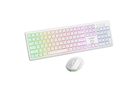 Everest KM-319BT Beyaz 2.4G+BT1+BT2 Çoklu Cihaz Bağlantılı Q Set Kablosuz Klavye + Mouse