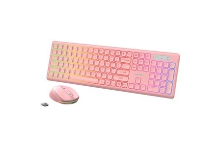 Everest KM-319BT Pembe 2.4G+BT1+BT2 Çoklu Cihaz Bağlantılı Q Set Kablosuz Klavye + Mouse