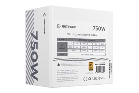 RAMPAGE 750W 80+ BRONZE MATE M750-80PB TAM MODÜLER POWER SUPPLY BEYAZ