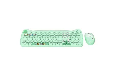 Everest KM-6283 CATTY Renkli Tuşlu Yeşil 2.4 ghz + BT Kablosuz Q Multimedia Klavye + Mouse + Pad Set