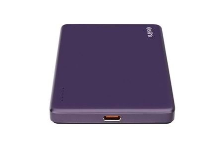 S-LINK MG105 5000mAh PD20W Magsafe 15W Kablosuz Type-C Mor Taşınabilir Metal Şarj Cihazı Powerbank