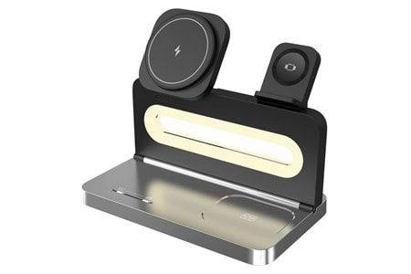 S-LINK SW-CWF120 Telefon Kulaklık Akıllı Saat 15W 3 'in 1 Magsafe Siyah Kablosuz Şarj Cihazı