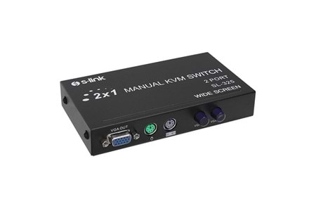 S-LINK 2port SL-325 VGA+PS2 1.8m M/M Kablolu Manuel Kvm Switch