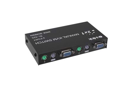 S-LINK 2port SL-325 VGA+PS2 1.8m M/M Kablolu Manuel Kvm Switch