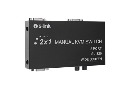 S-LINK 2port SL-325 VGA+PS2 1.8m M/M Kablolu Manuel Kvm Switch