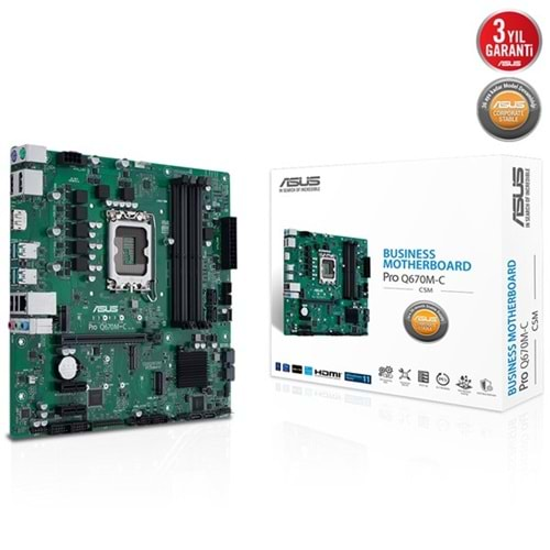 ASUS PRO Q670M-C CSM DDR5 HDMI DP PCIe 16X v5.0 1700p mATX Kurumsal Anakart