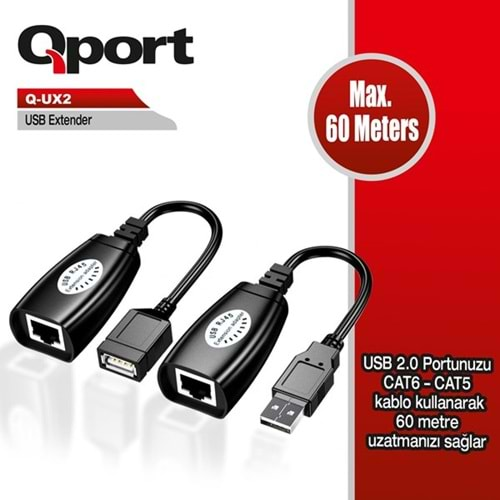 QPORT Q-UX2 60Metre USB Extender 2-li Paket