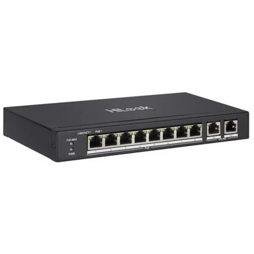 HILOOK 8port+2UPLINK 60w FULL PoE NS-0310P-60(B) 10/100 Yönetilemez Switch Long Range 250Metre