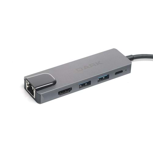 DARK DK-AC-U31X46 Type-C to Ethernet / HDMI / USB 3.0 - USB 2.0 / USB-C PD 65W Macbook Pro/Air & Notebook/Ultrabook için Port Çoklayıcı HUB