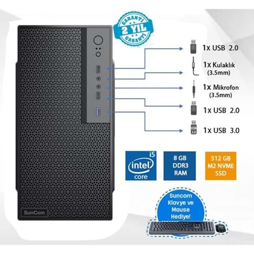 SUNCOM FORCE SC3-147 CORE i5 4460-8GB RAM-512GB SSD-FDOS WIFI