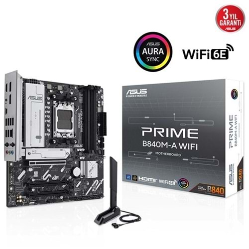 ASUS PRIME B840M-A WIFI6E DDR5 HDMI-DP USBC PCIE 4.0 AM5 mATX