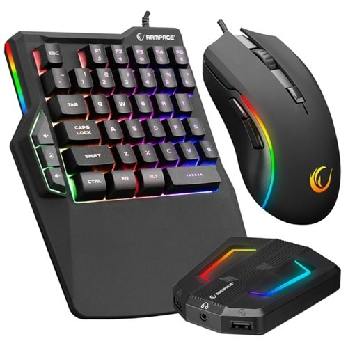 Rampage KM-R92 CHEAT-X USB Mini Klavye Mouse Switch Combo Gaming Oyuncu Klavye Mouse Set