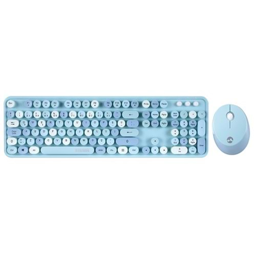 EVEREST Q ROUND KM-6282 Renkli Tuşlu Mavi Kablosuz Multimedia Klavye + Mouse Set