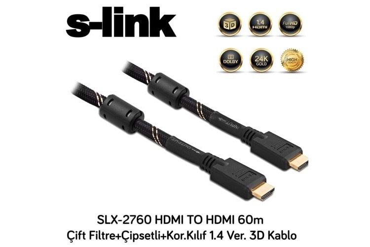 S-LINK SLX-2760 60metre HDMI Görüntü Kablosu 1.4v