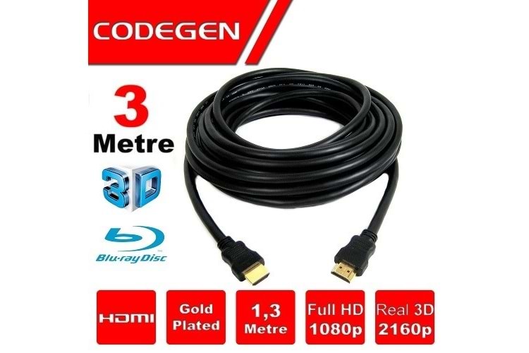 CODEGEN CPS30 3metre HDMI Görüntü Kablosu 3D Gold 1.4v 2K