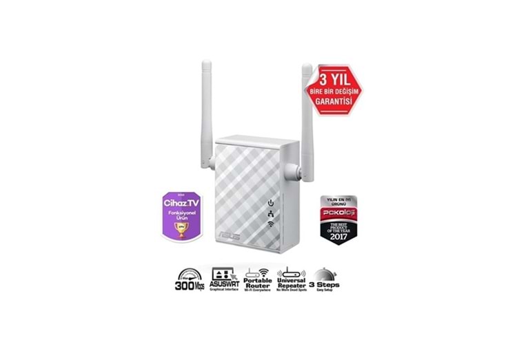 ASUS RP-N12 300mbps N300 2.4GHZ Mesafe Genişletici EV Ofis Tipi 2x 2dbi sabit anten