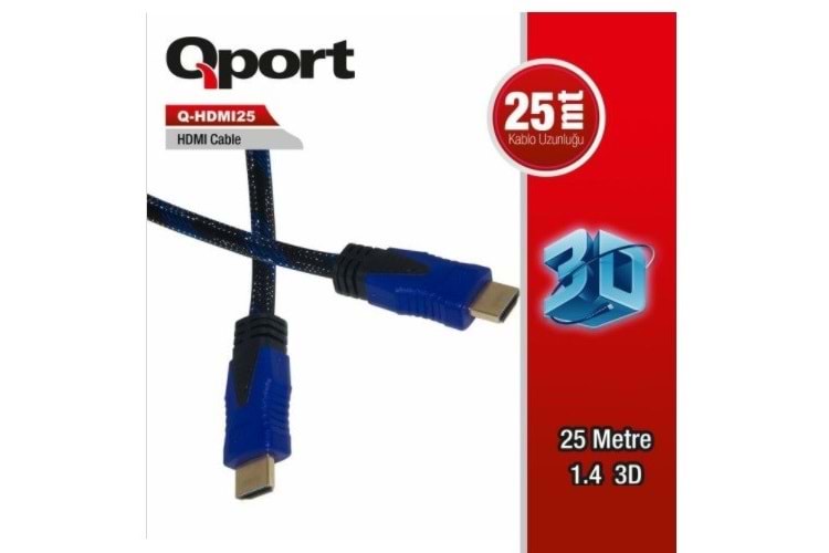 QPORT Q-HDMI25 25metre HDMI Görüntü Kablosu 3D Gold 1.4v