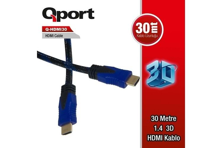 QPORT HDMI30 30metre HDMI Görüntü Kablosu 3D Gold 1.4v