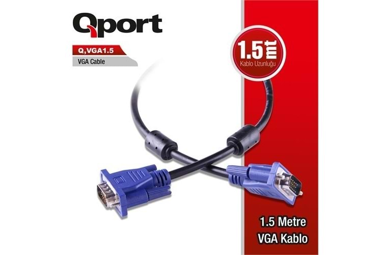 QPORT Q-VGA1.5 1.5metre VGA Görüntü Kablosu