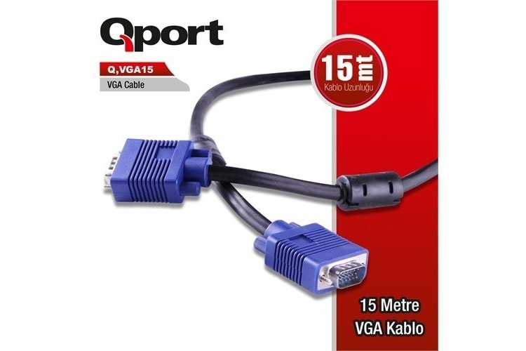 QPORT Q-VGA15 15metre VGA Görüntü Kablosu