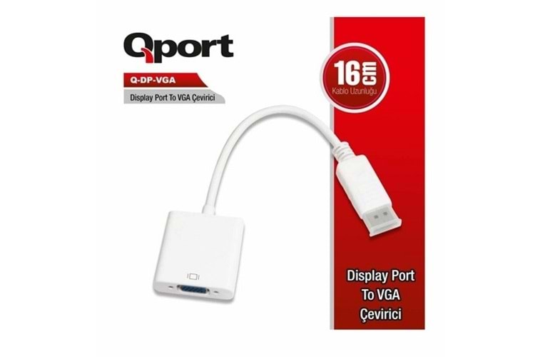 QPORT Q-DP-VGA 0.15metre DP-VGA (D) Görüntü Adaptörü Siyah 1080p
