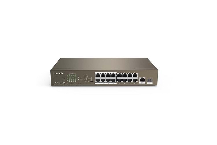 TENDA 16port 150w FULL PoE TEF1118P-16-150W 10/100 1X SFP Yönetilemez Switch