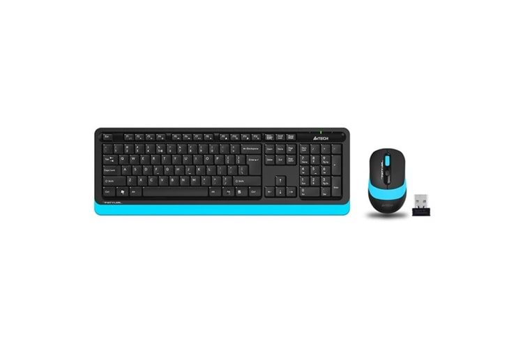 A4 TECH FG1010 Kablosuz Q Trk Optic Mouse Siyah/Mavi Multimedya Klavye - Mouse Set