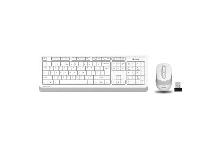 A4 TECH FG1010 Kablosuz Q Trk Optic Mouse Beyaz/Gri Multimedya Klavye - Mouse Set