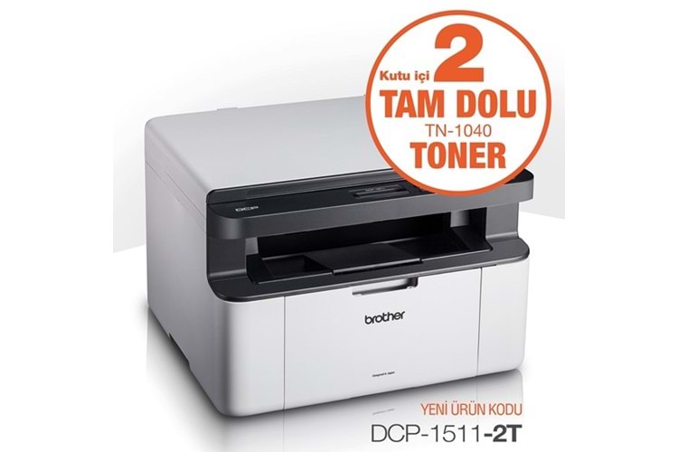 BROTHER DCP-1511-2T A4 Siyah Çok Fonksiyonlu Laser Yazıcı USB 2.0 Demo+1 Tonerli