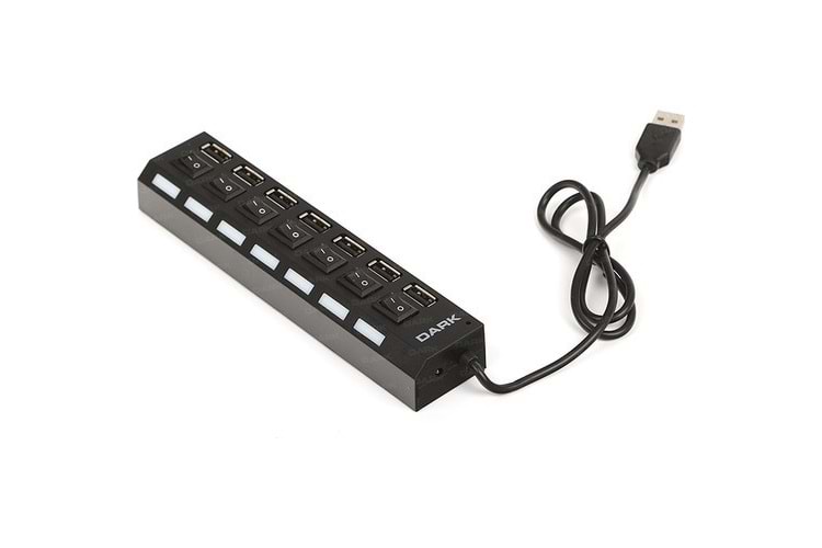 DARK Connect Master DK-AC-USB272 7port USB 2.0 Siyah USB Çoklayıcı Hub Anahtarlı