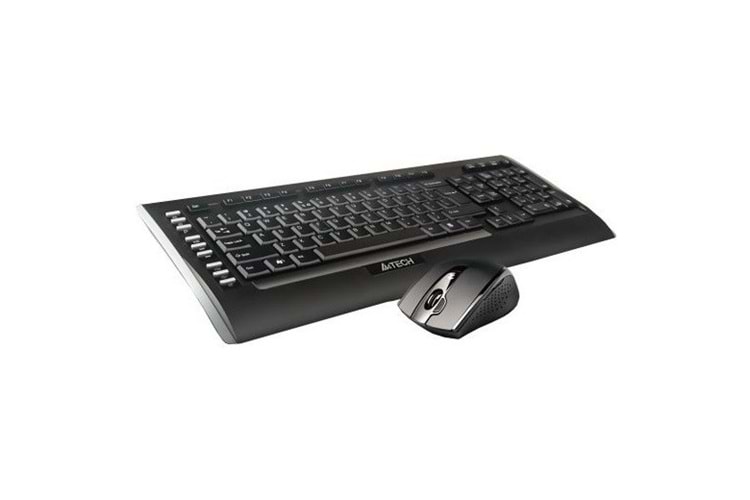 A4 TECH 9300F Kablosuz Q Trk V-Track Mouse Siyah Multimedya Klavye - Mouse Set
