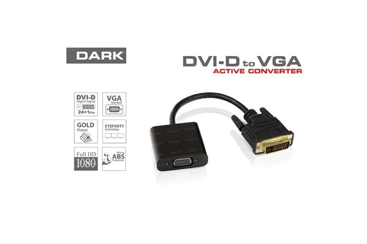 DARK DK-HD-ADVIDXVGA DVI-I (E)-VGA (D) Görüntü Adaptörü Siyah