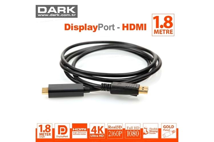 DARK DK-CB-DPXHDMIL180 1.8metre DP-HDMI Görüntü Kablosu 4K