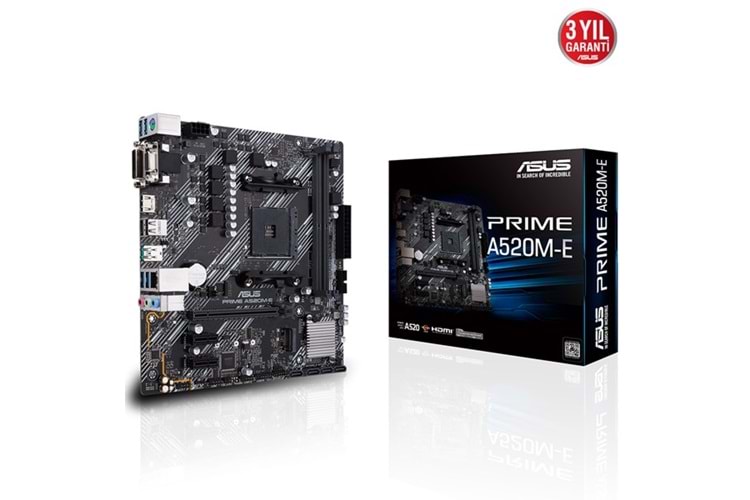 ASUS PRIME A520M-E DDR4 M2 PCIe NVME HDMI DVI PCIe 16X v4.0 AM4 mATX