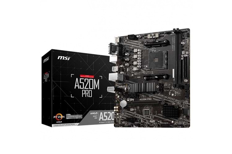 MSI A520M PRO DDR4 M2 PCIe NVME HDMI DP PCIe 16X v3.0 AM4 mATX