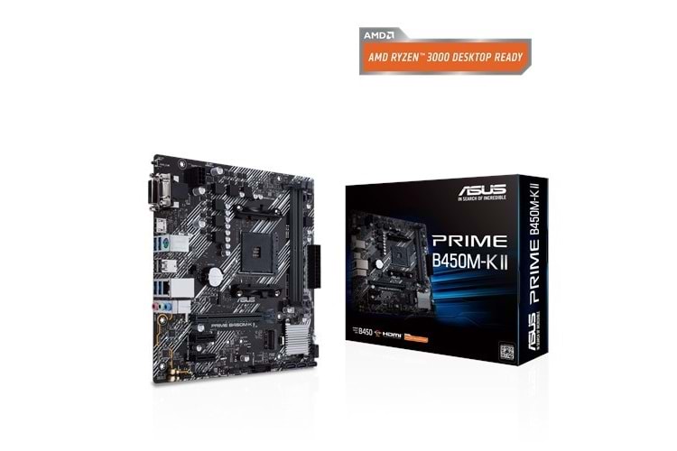 ASUS PRIME B450M-K II DDR4 M2 PCIe NVME DVI PCIe 16X v3.0 AM4 mATX