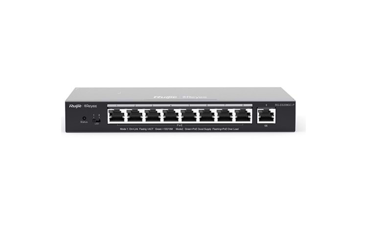 RUIJIE 8port 120w FULL PoE REYEE RG-ES209GC-P GIGABIT Yönetilebilir Switch Masaüstü