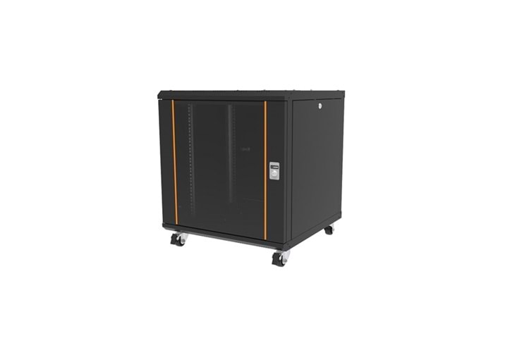 AGER 16U 600x600mm Dikili Tip Siyah Kabinet Agena AG-AN16U6060S1 Cam Kapak