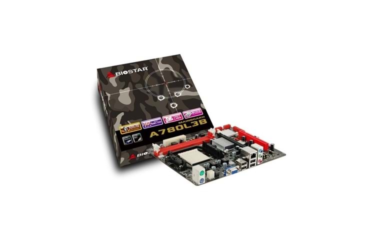 BIOSTAR A780L3B DDR3 PCIe 16X v2.0 AM3 mATX FX İşlemcileri Desteklemez