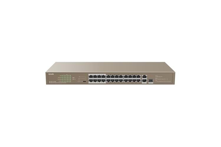 TENDA 24port 250w FULL PoE TEF1126P-24-250W 10/100/ 2x1000 1X SFP Yönetilemez Switch RackMount