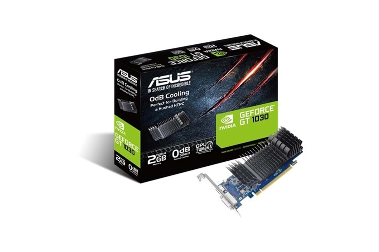 ASUS GT1030 2GB SL-2GD4-BRK DDR4 64bit HDMI DP PCIe 16X v3.0 Low Profile,Fansız